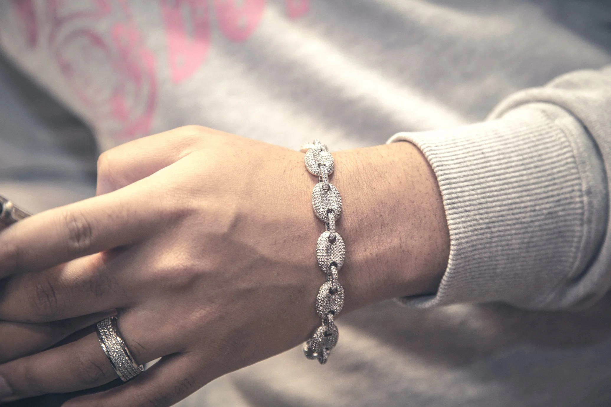 Studded Goochi Link Bracelet - Silver - Image 3