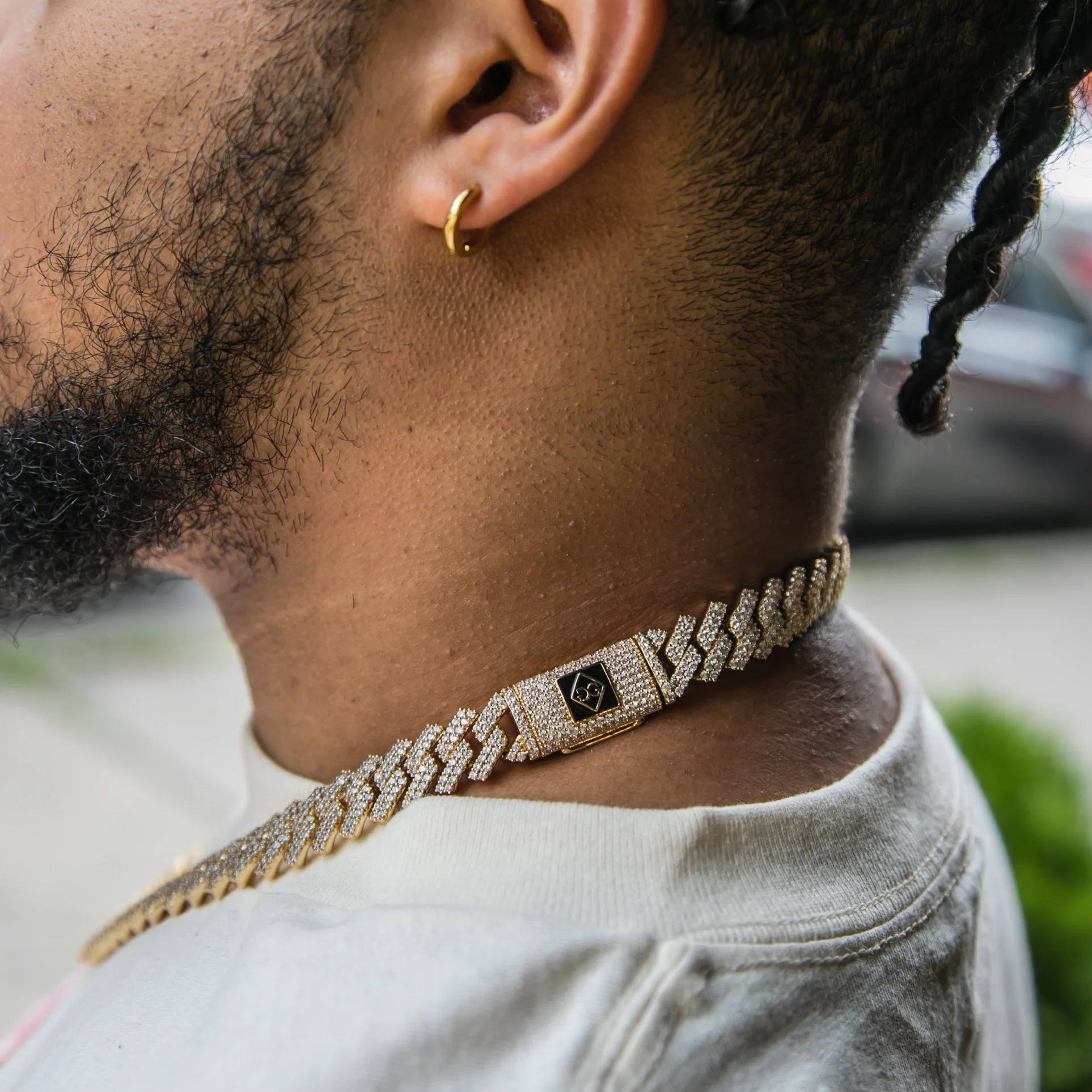 "New York" Prong Studded Cuban Necklace - Image 3