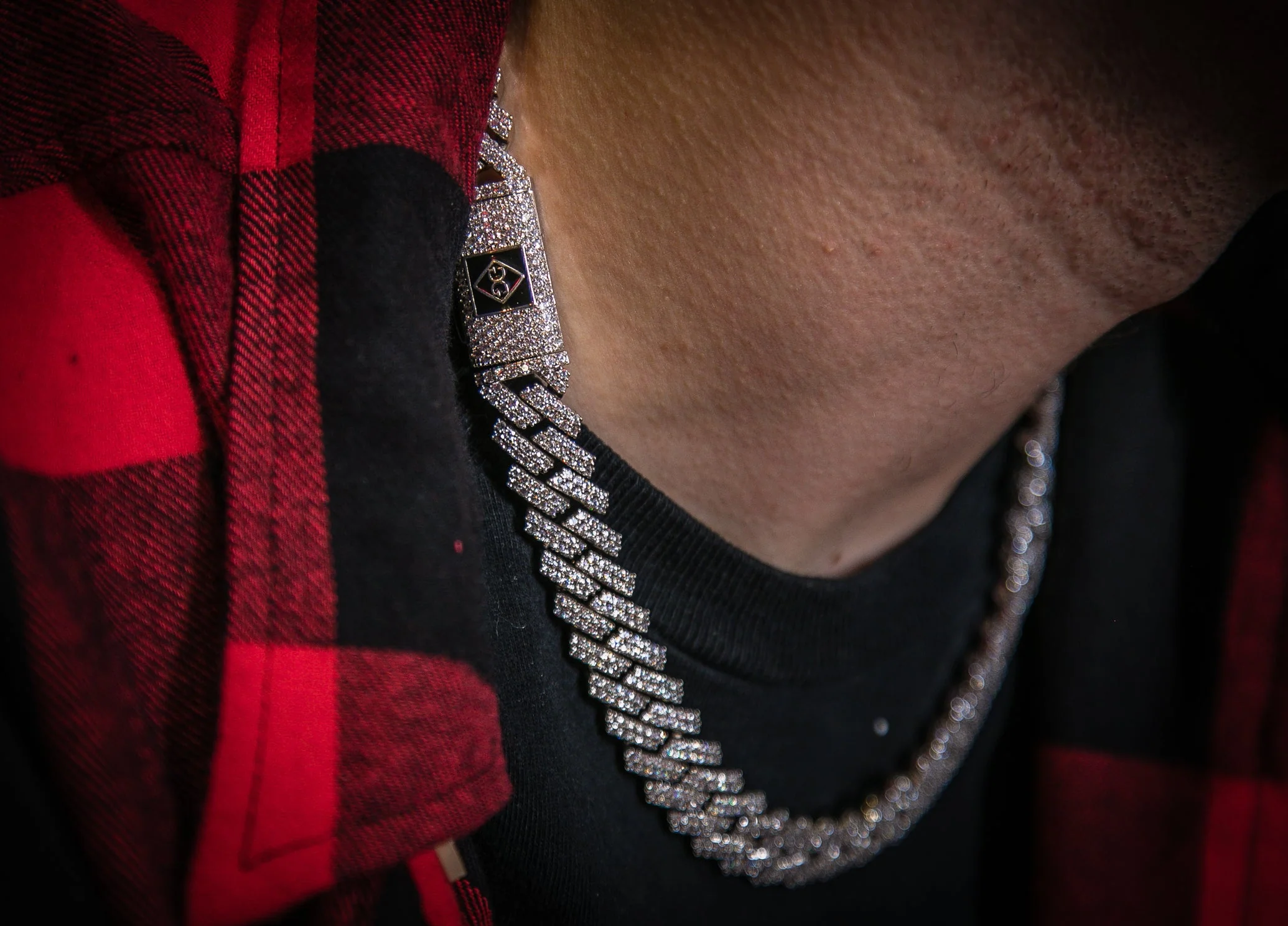 "New York" Prong Studded Cuban Necklace - Silver - Image 3
