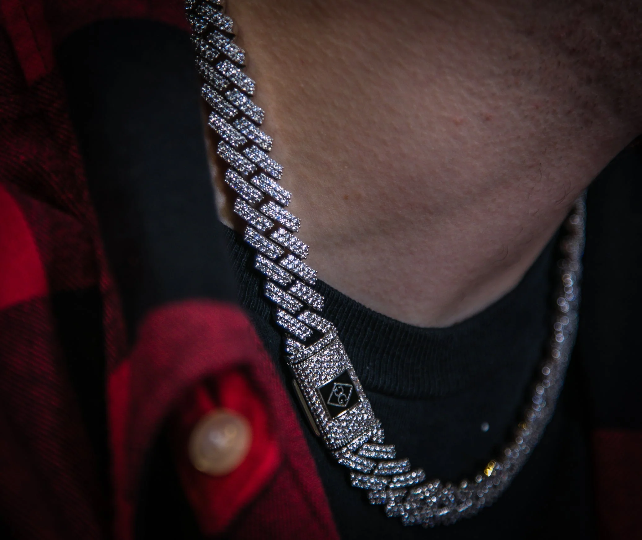 "New York" Prong Studded Cuban Necklace - Silver - Image 5