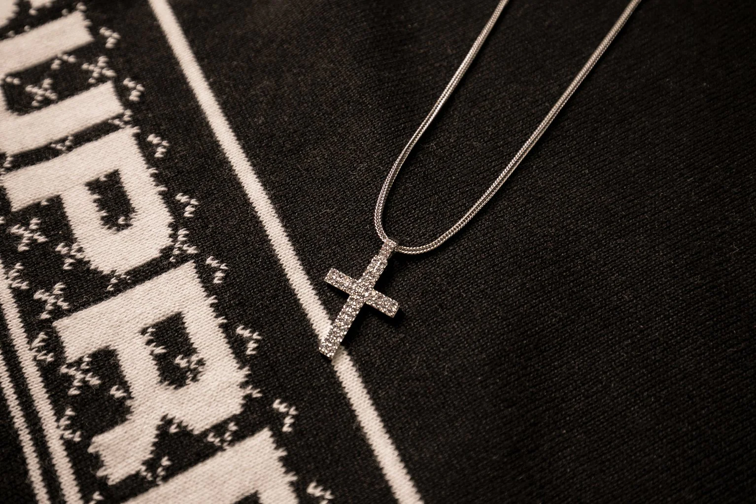 Silver Cross - Double Row Pendant - Image 3