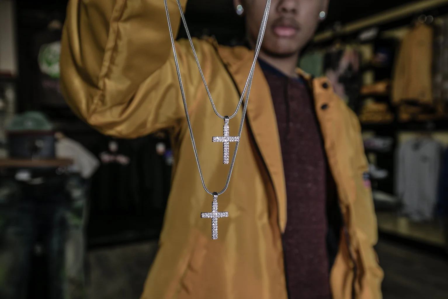 Silver Cross - Double Row Pendant - Image 5