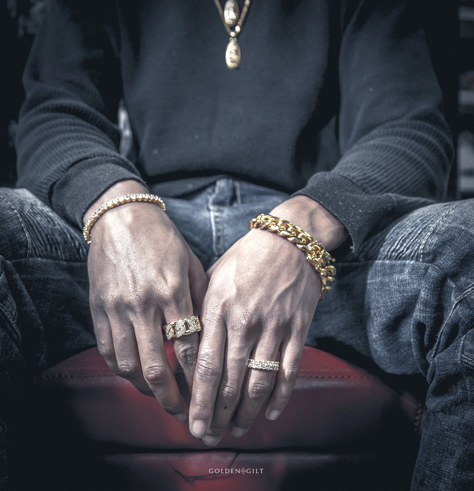 Studded Cuban Link Ring - 18K Gold Plated - Image 5