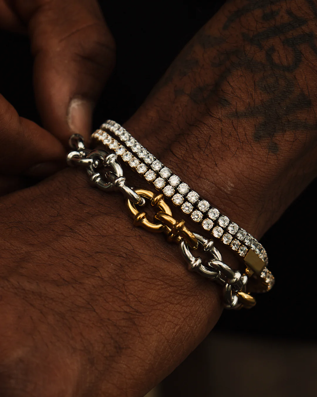 Two Tone Coil Chain Link Bracelet - Image 4